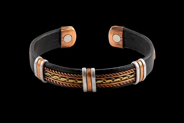 Leather Copper Bracelets with Magnets