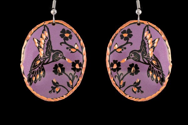 light purple hummingbird earrings